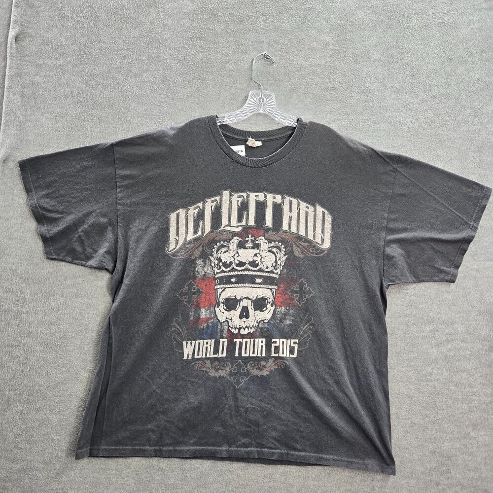 Def Leppard Men Shirt 3XL Gray Skull World Tour 2015 Graphic Short Sleeve Tee